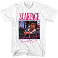 White Scarface t-shirt featuring a Scarface Even When I Lie design