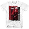 White Scarface t-shirt featuring a Scarface Scarlet Box Overlay design