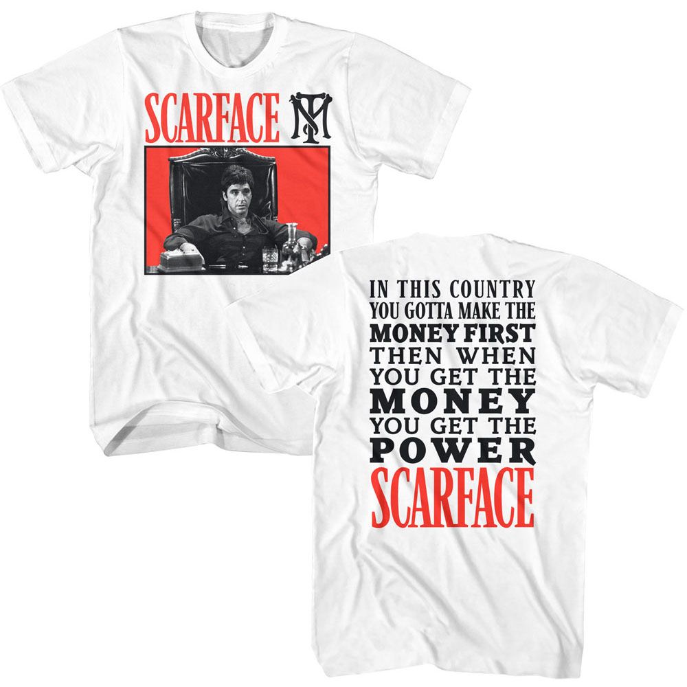 White Scarface t-shirt featuring a Scarface Scarface My Word and My design