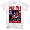 White Scarface t-shirt featuring a Scarface Scarface Even When I Lie design
