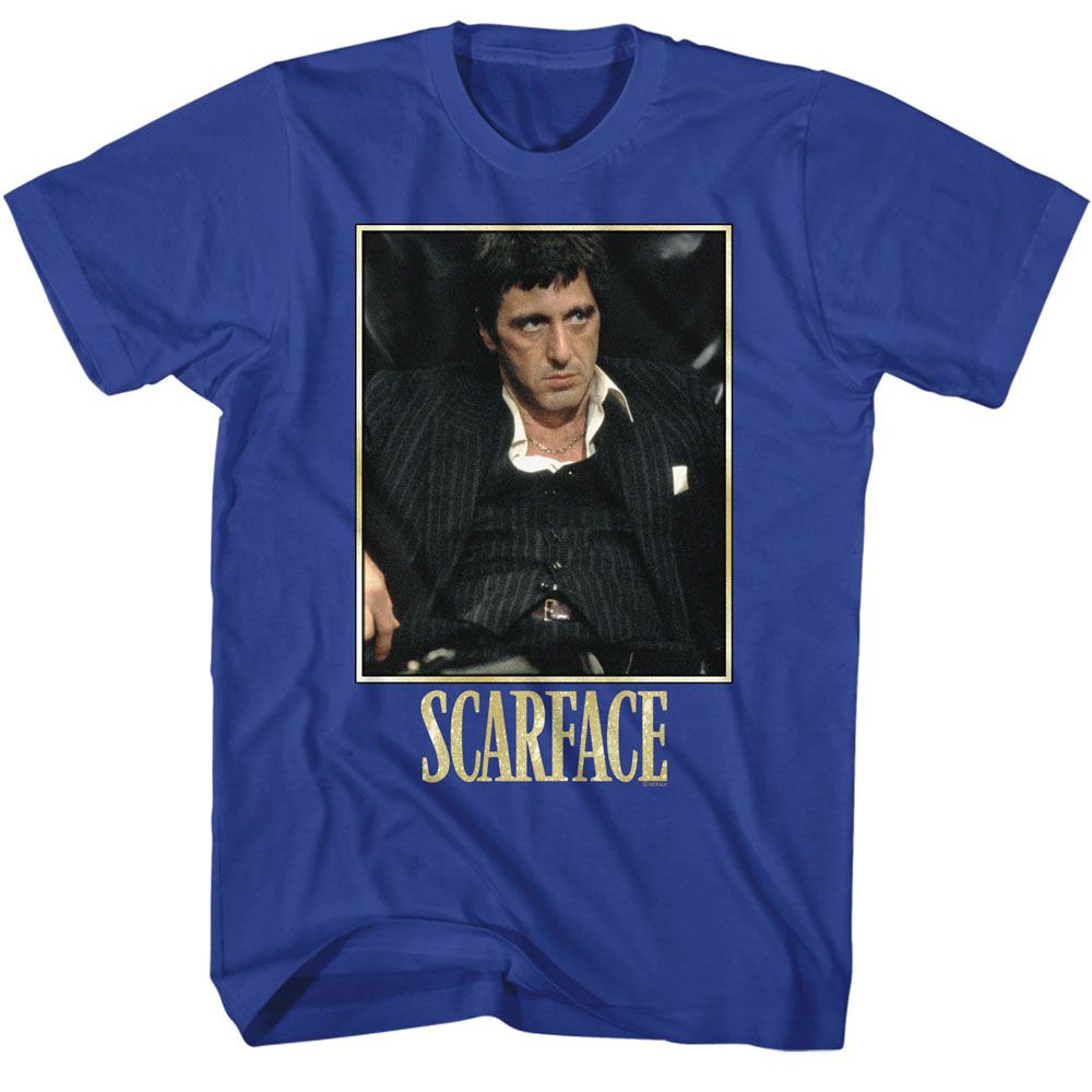 Royal Blue Scarface t-shirt featuring a Scarface Scarface Bad Guy design