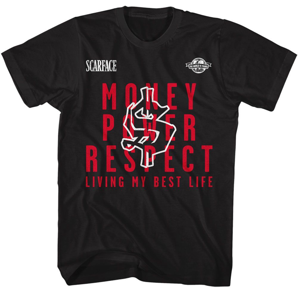 Black Scarface t-shirt featuring a Scarface Scarface Living My Best Life design