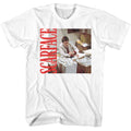 White Scarface t-shirt featuring a Scarface Scarface Money and Side Logo design