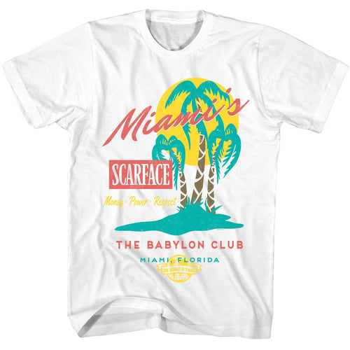 White Scarface t-shirt featuring a The Babylon Club design