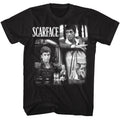 Black Scarface t-shirt featuring a Scarface Scarface World Is Yours Collage design