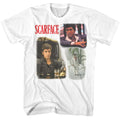 White Scarface t-shirt featuring a Scarface Scarface World Is Yours Collage Color design