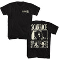 Black Scarface t-shirt featuring a Scarface Scarface Three Photos W Roses design