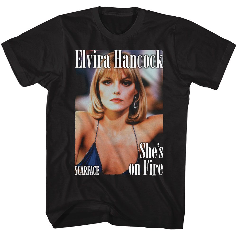 Black Scarface t-shirt featuring a Scarface Scarface Elvira Magazine Style design