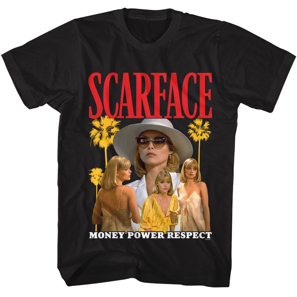 Black Scarface t-shirt featuring a Scarface Scarface Elvira Mpr design