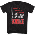 Black Scarface t-shirt featuring a Scarface Scarface Money Power Respect Icons design