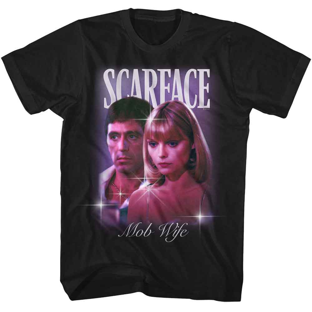 Black Scarface t-shirt featuring a Scarface Scarface Mob Wife design