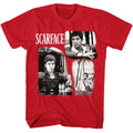 Red Scarface t-shirt featuring a Scarface Scarface World Is Yours Collage design