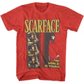 Red Heather Scarface t-shirt featuring a Scarface Scarface Film Strip design