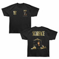 Black Scarface t-shirt featuring a Scarface Scarface World Is Yours F B design
