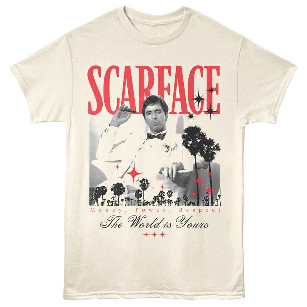 Natural Scarface t-shirt featuring a Scarface Scarface the World design