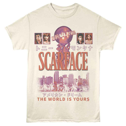 Natural Scarface t-shirt featuring a Scarface Scarface the World Is Yours design