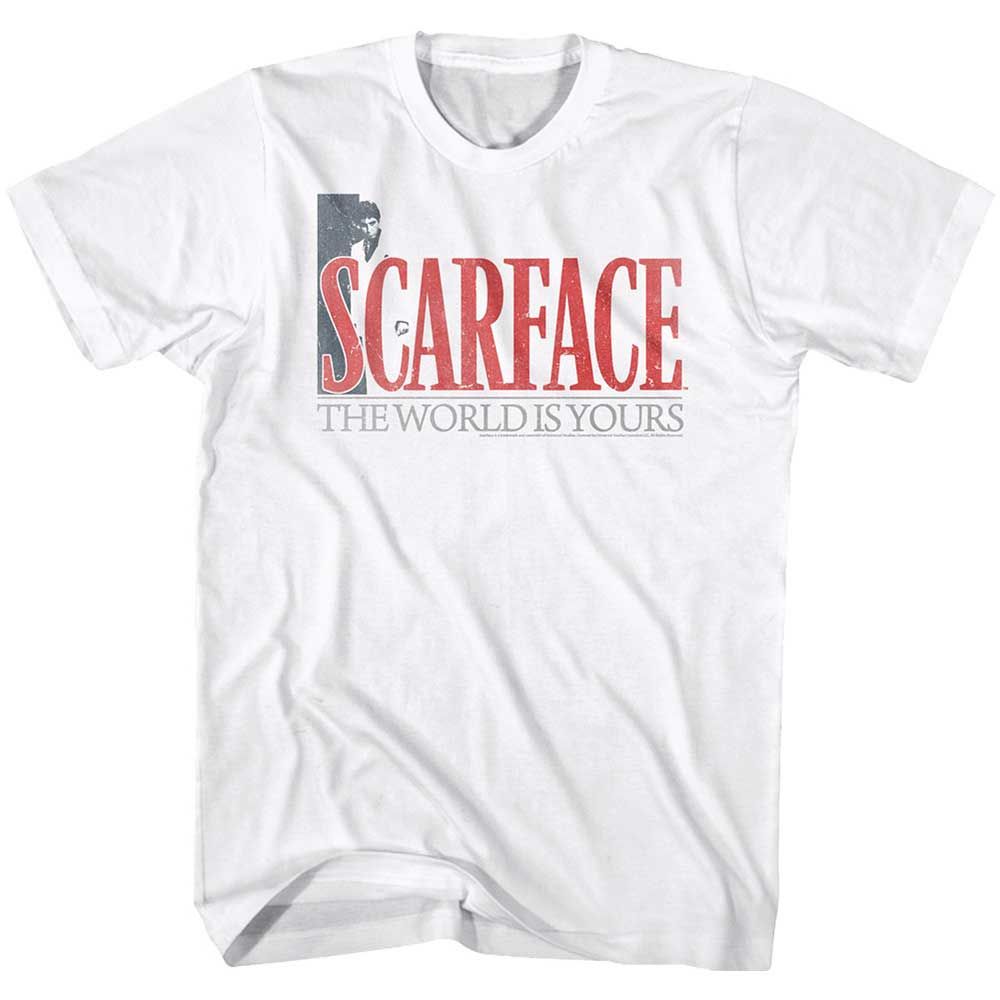 White Scarface t-shirt featuring a Scarface Theworldiy design