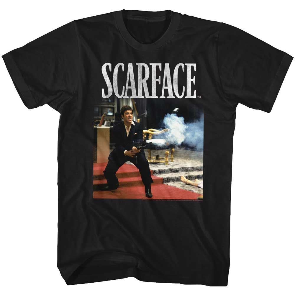 Black Scarface t-shirt featuring a Say Hello to My Little Friend design