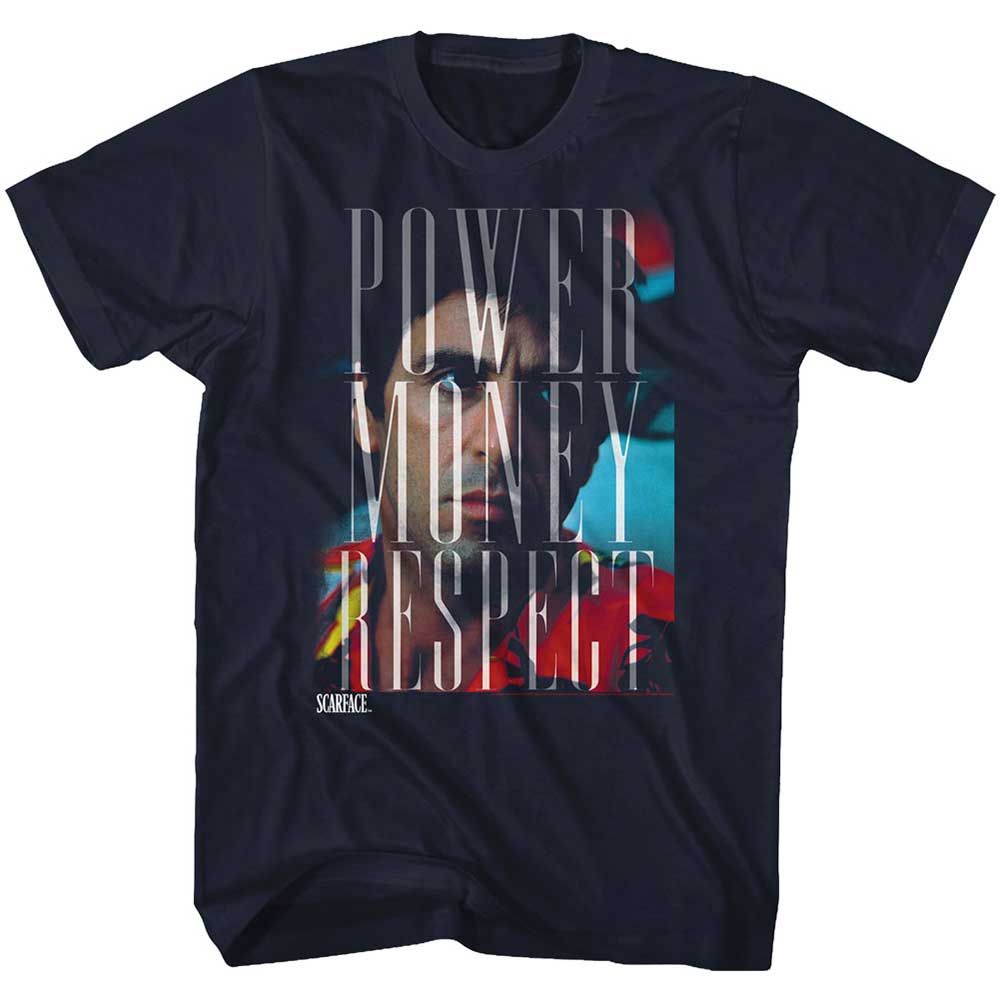Navy Scarface t-shirt featuring a Scarface Pmr design