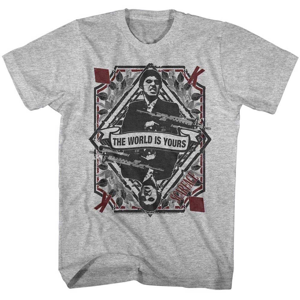 Gray Heather Scarface t-shirt featuring a Scarface King of Diamonds design