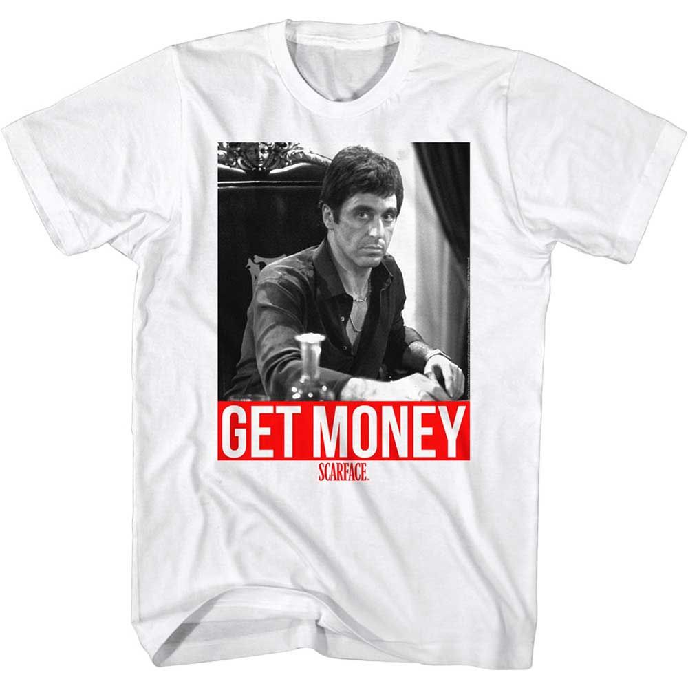 White Scarface t-shirt featuring a Scarface Get It design