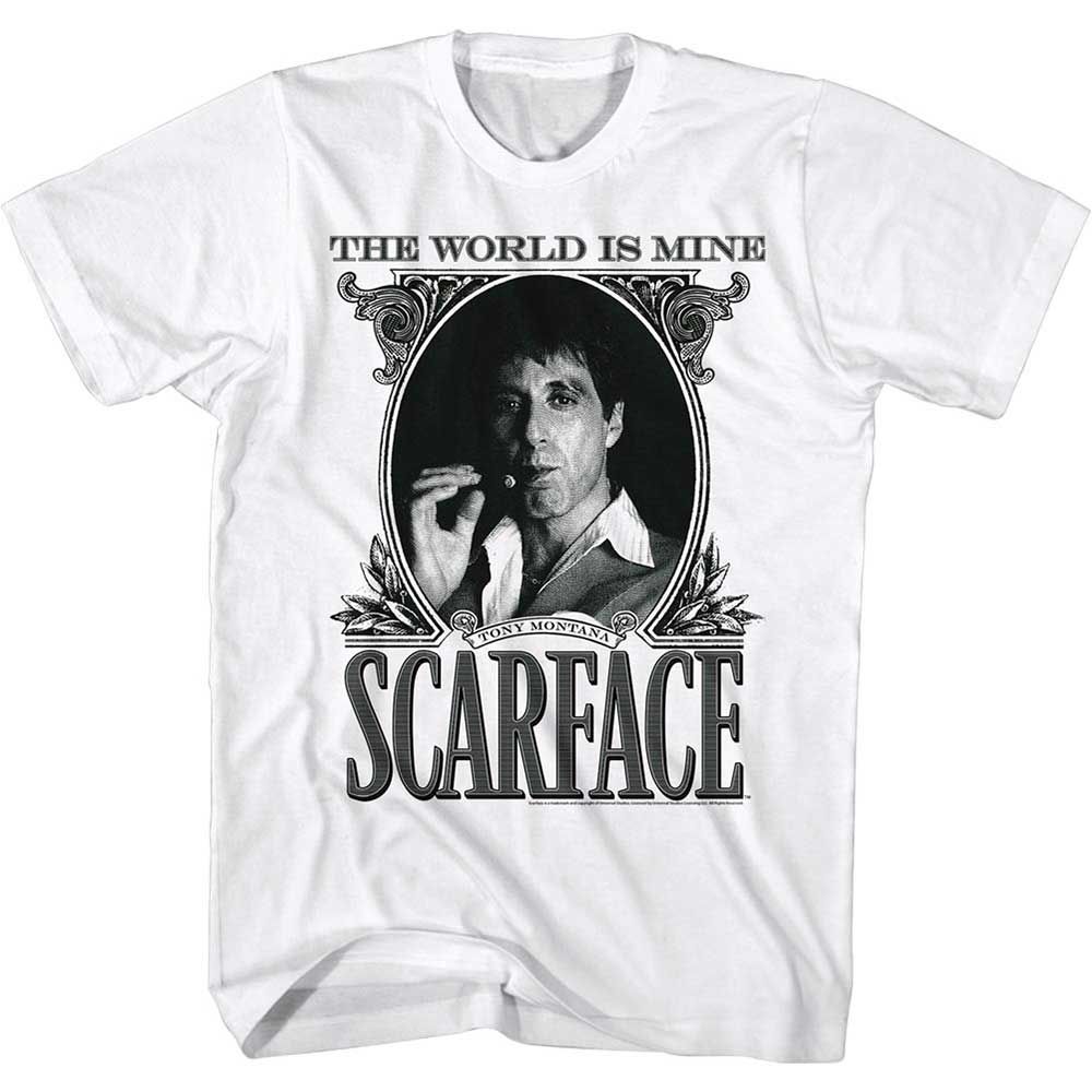 White Scarface t-shirt featuring a Scarface Dollarface design
