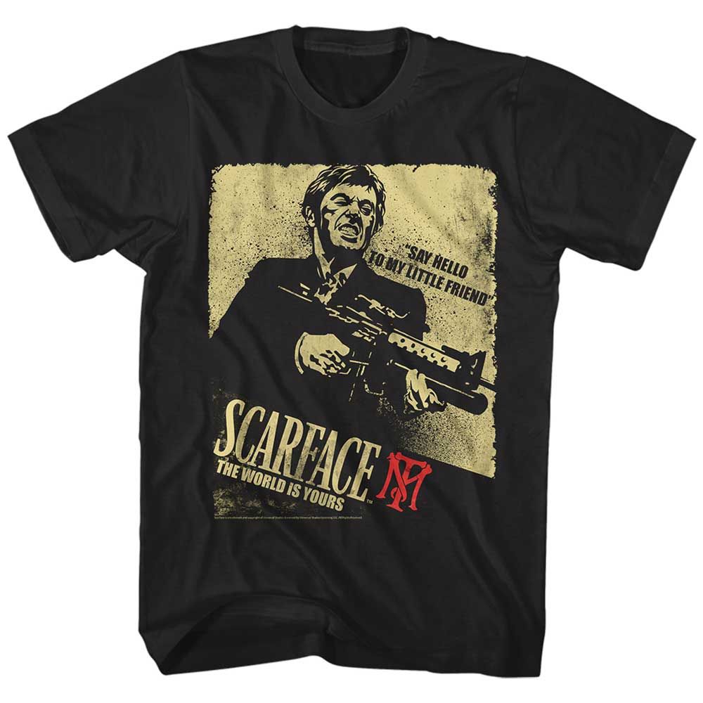 Black Scarface t-shirt featuring a Scarface Scarface Action design