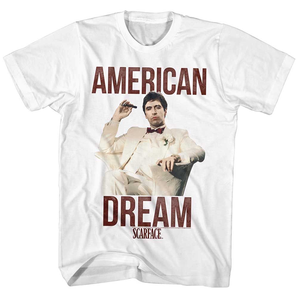 White Scarface t-shirt featuring a Scarface Americandream design