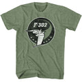 Military Green Heather Stargate t-shirt featuring an F-302 Emblem design