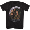 Black Stargate t-shirt featuring a cast and gate design