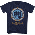 Navy Stargate t-shirt featuring a Stargate silhouette design