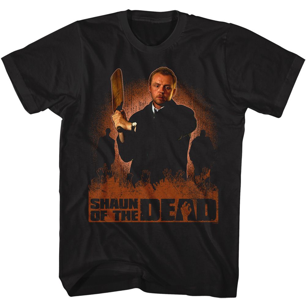 Black Shaun of the Dead t-shirt featuring a Shaun with Cricket Bat design
