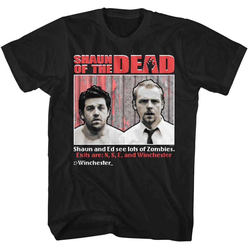 Black Shaun of the Dead t-shirt featuring a Shaun of the Dead video game cover design