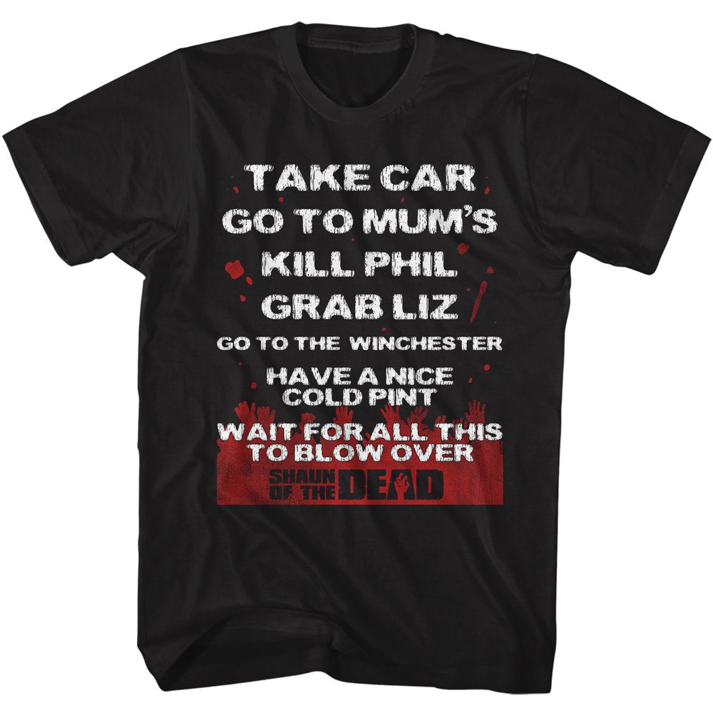 Black Shaun of the Dead t-shirt featuring a Take Car design