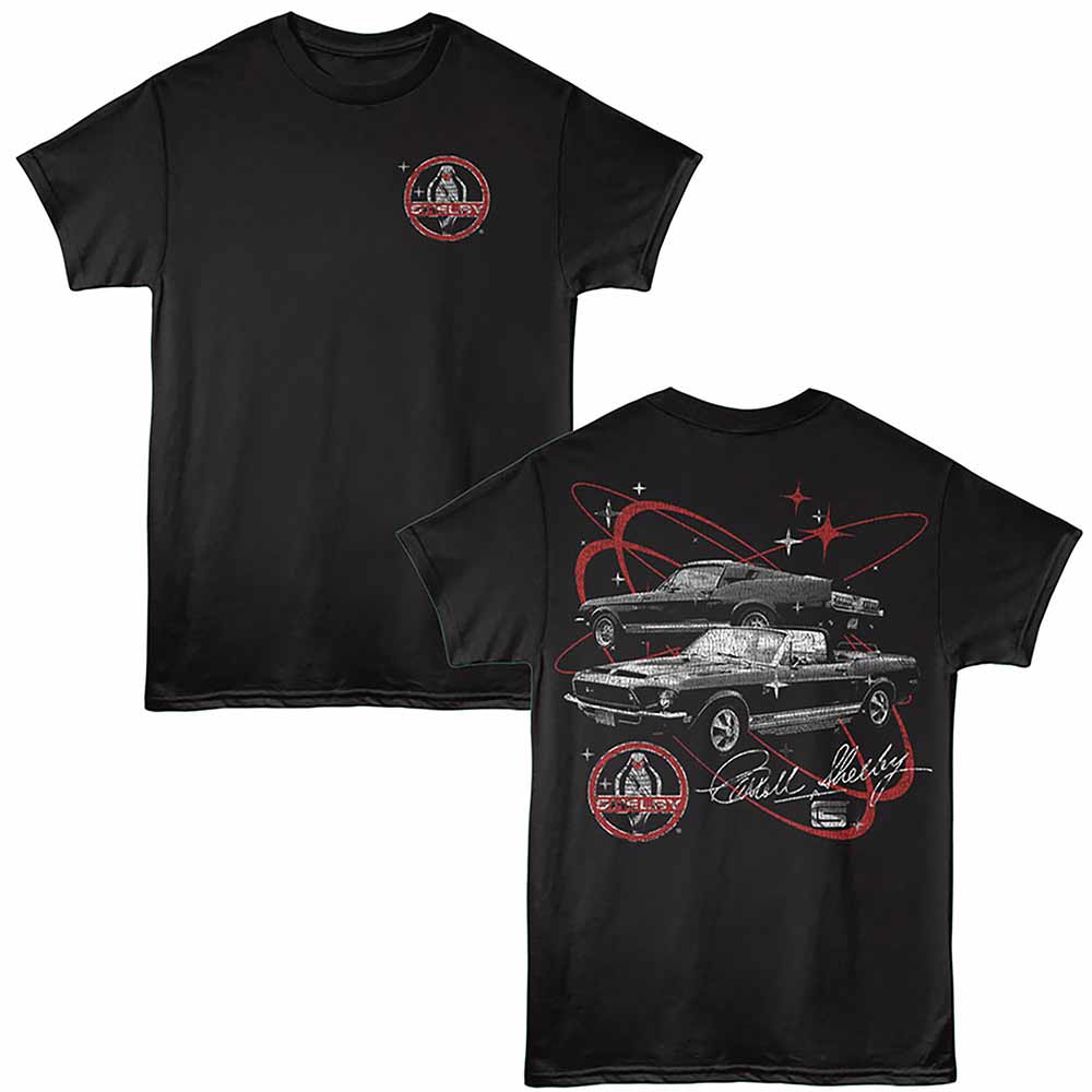 Black Carroll Shelby t-shirt featuring a Red Signature design