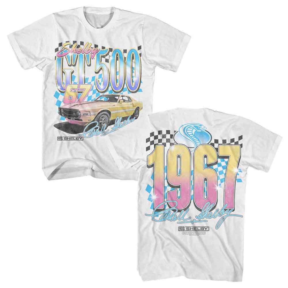 67 GT500 Gradient Carroll Shelby t-shirt in white, front and back