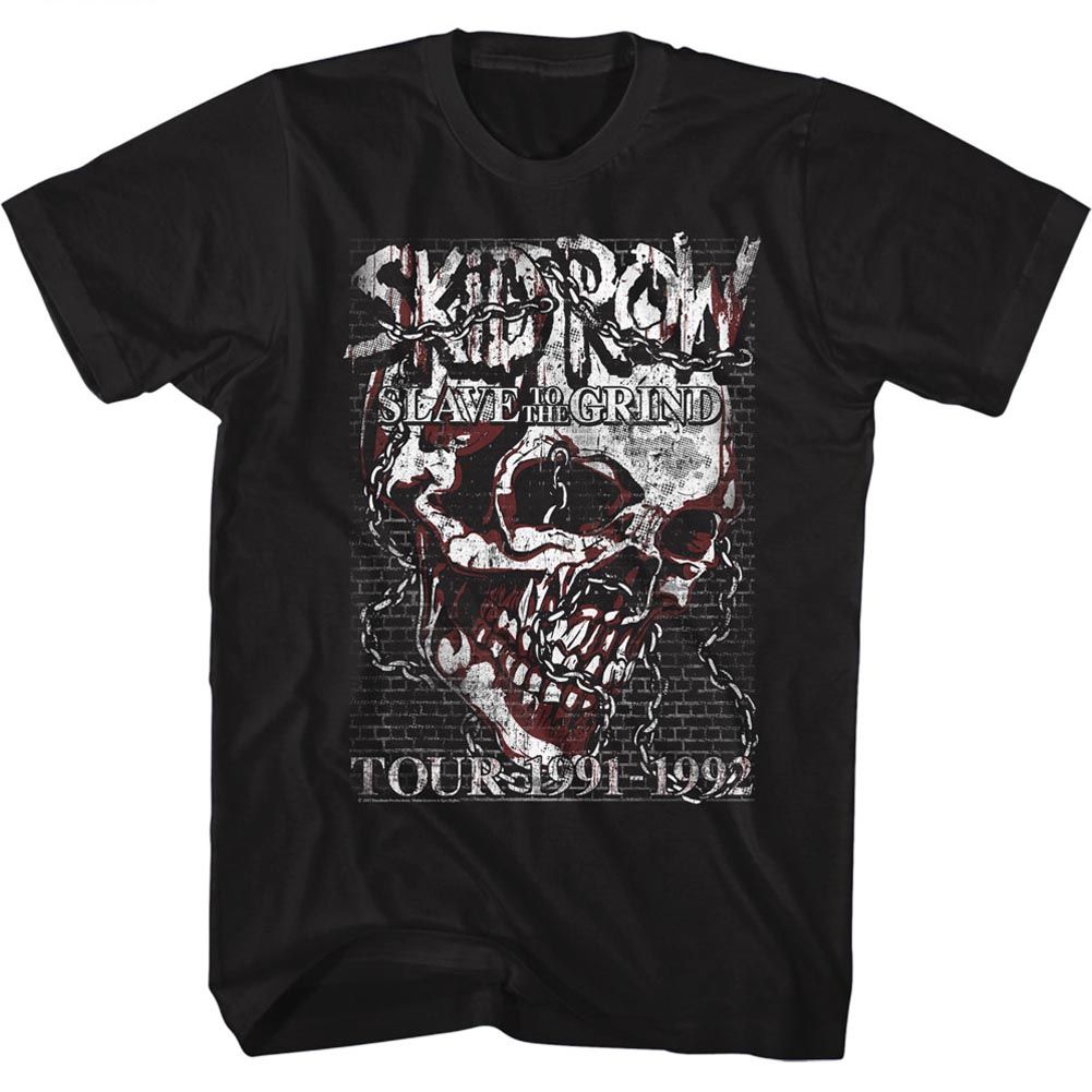 Black Skid Row t-shirt featuring a Skull and Chain design