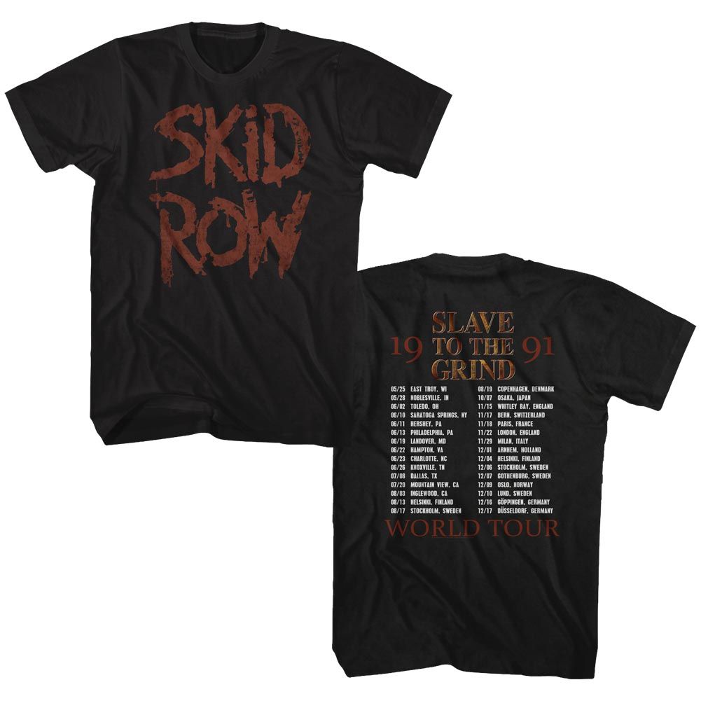 Black Skid Row t-shirt featuring a Slave to the Grind 91 design