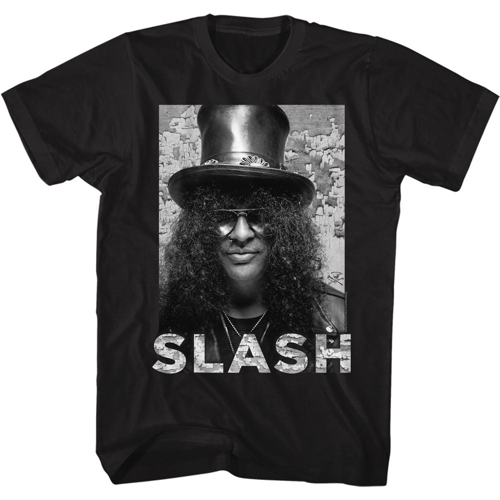 Black Slash t-shirt featuring a Slash Portrait design
