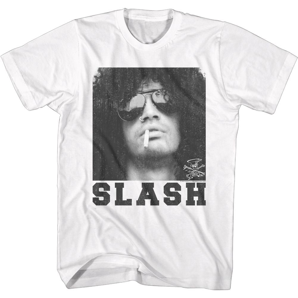 White Slash t-shirt featuring a Smoking Slash design