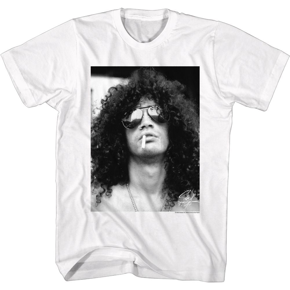 White Slash t-shirt featuring a Slash with Cigarette design