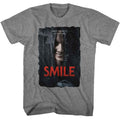 Graphite Heather Smile t-shirt featuring a Smile movie poster design