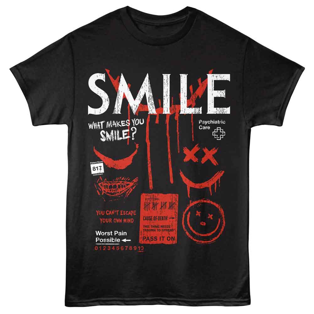 Black Smile t-shirt featuring a Smile Psychiatric Care design