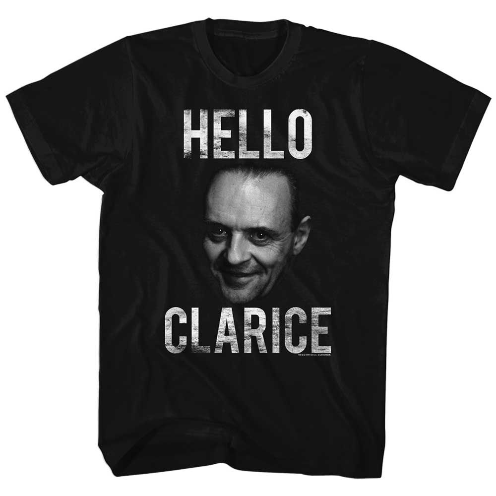Black Silence of the Lambs t-shirt featuring a Hello Clarice design
