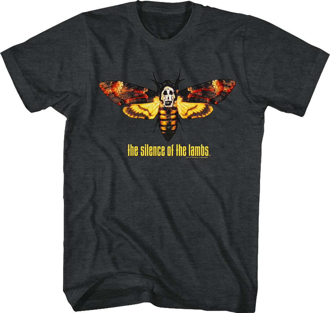 Black Heather Silence of the Lambs t-shirt featuring a Death's Head Moth design