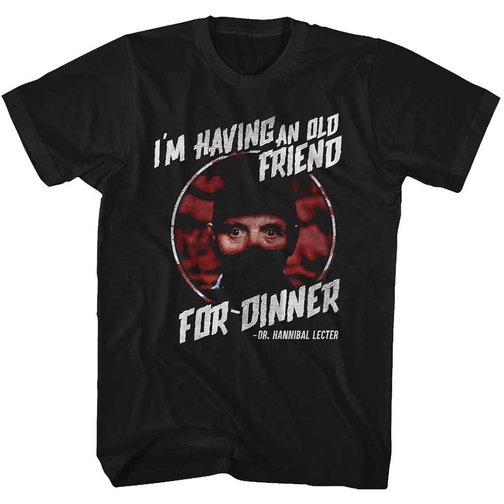 Black Silence of the Lambs t-shirt featuring a Friend for Dinner design
