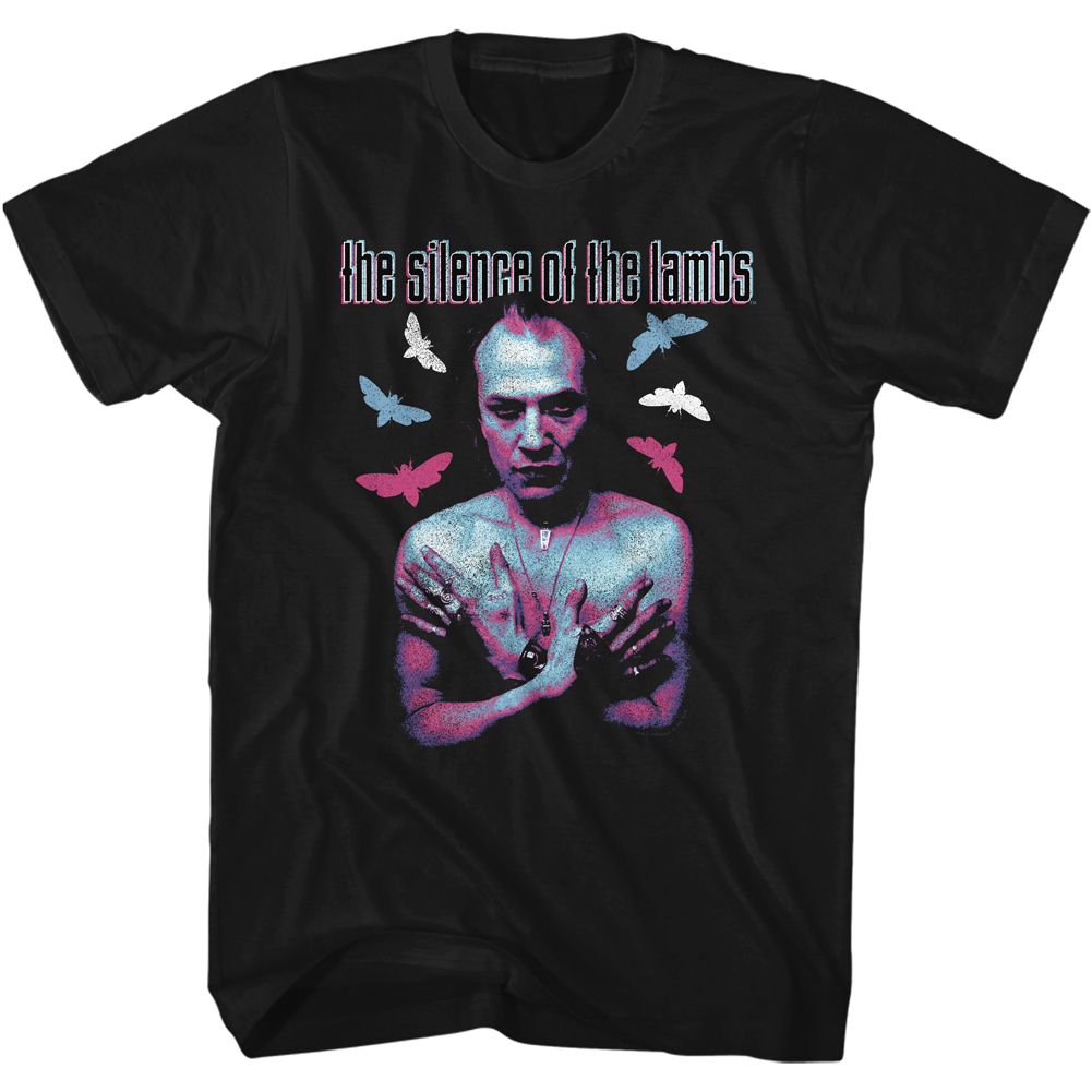 Black Silence of the Lambs t-shirt featuring a Silence of the Lambs Bill Neon Colors design