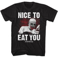 Black Silence of the Lambs t-shirt featuring a Silence of the Lambs Silence Nice to Eat You design