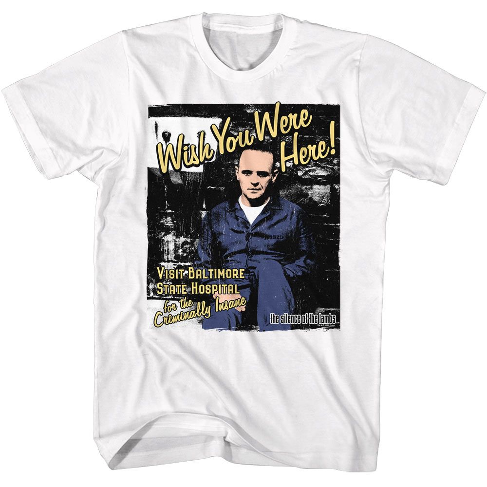 White Silence of the Lambs t-shirt featuring a Silence of the Lambs Silence Hannibal Cell design