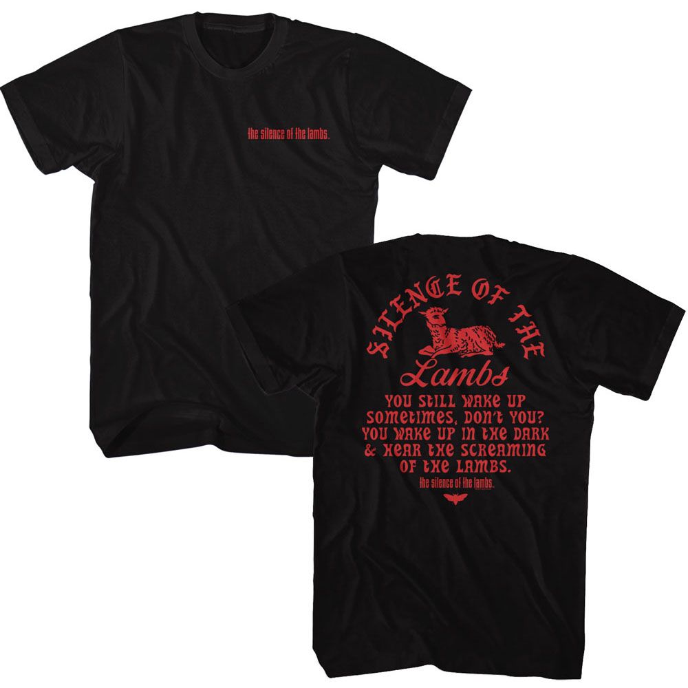 Black Silence of the Lambs t-shirt featuring a Silence of the Lambs Silence Lamb Front and Back design